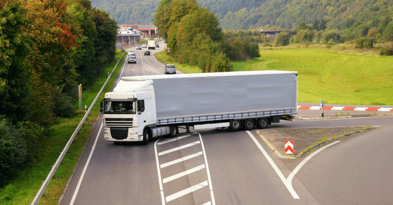 Cargo truck turning