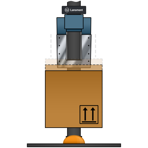 Drop test package onto obstacle/fixture